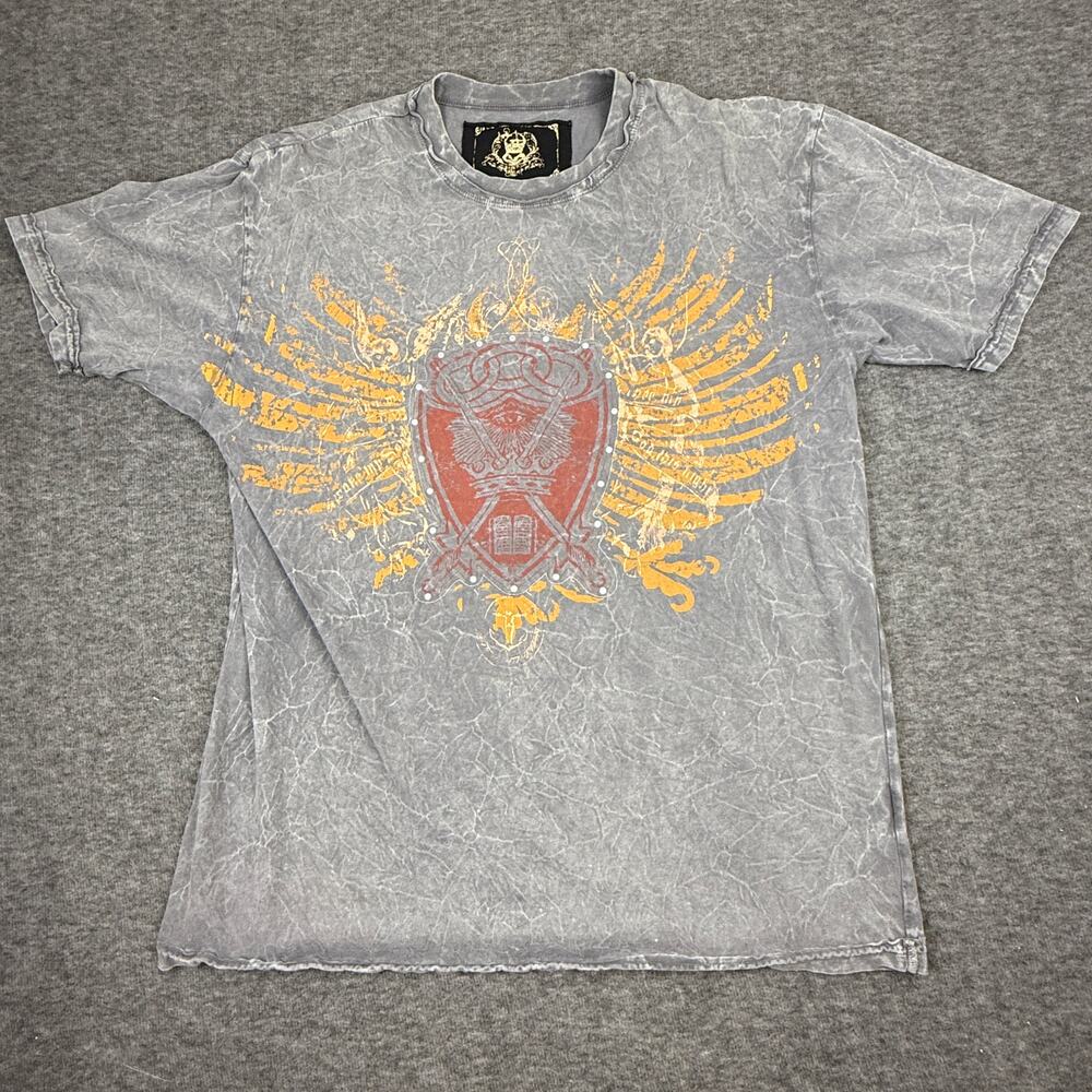 Oversized Womens Distressed Graphic Tee Wings Crown Pyramid XL Concert Festival
